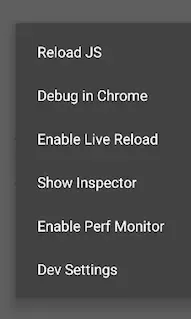 Android React Native debugger menu