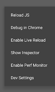 Android React Native debugger menu