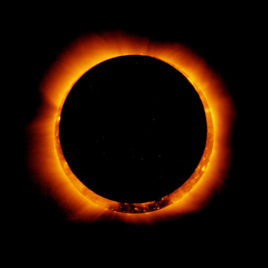A ring of orange fire as the moon eclipses the sun