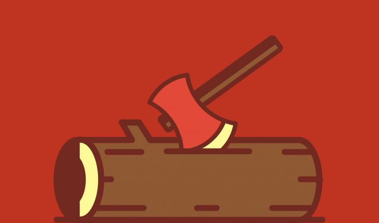 Hatchet in a log