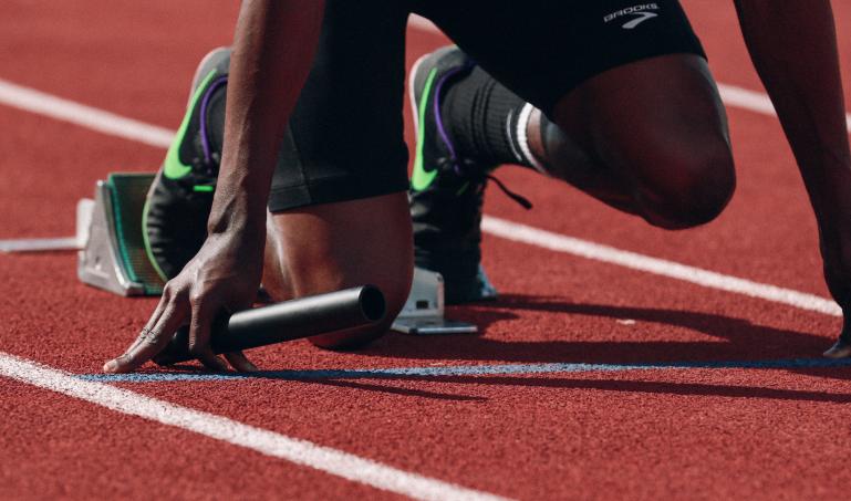 Man getting ready to start a race