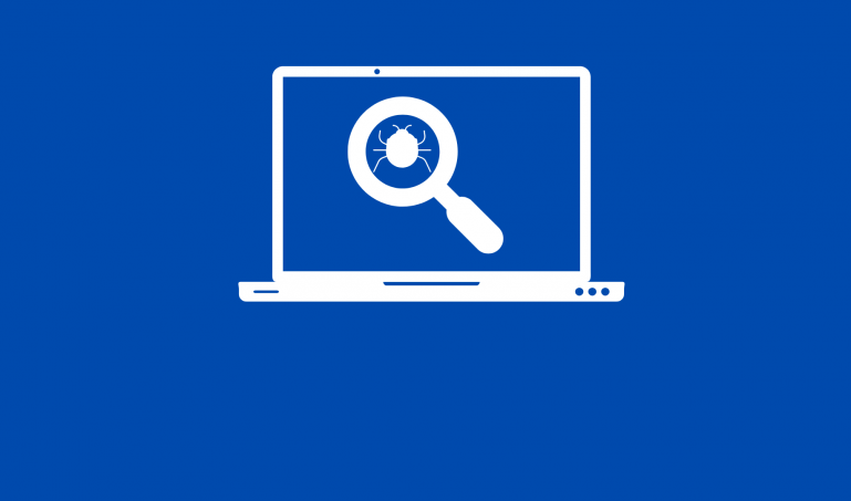 Debugging icon on laptop