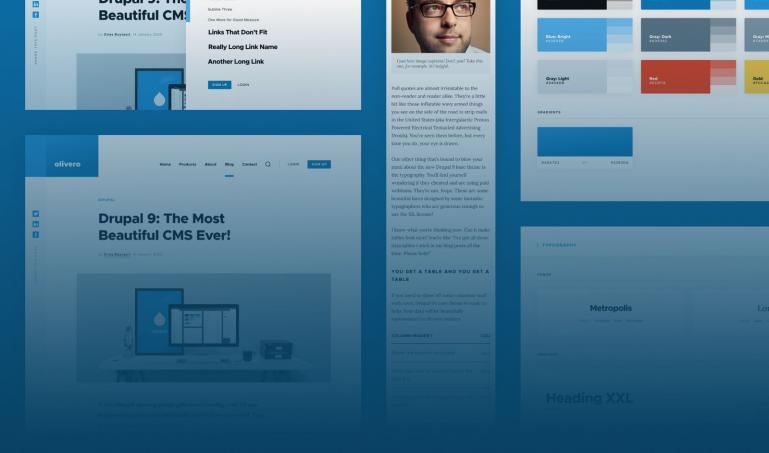 Several Olivero design mockups