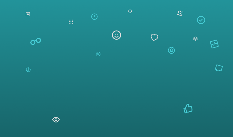 Green hero image with icons