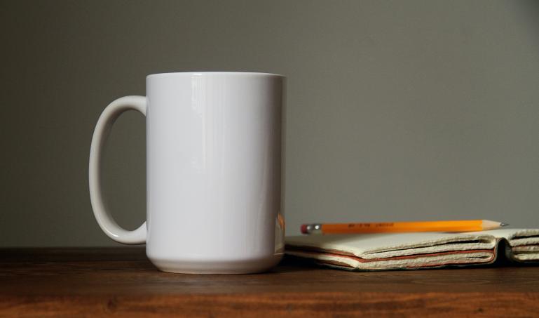 coffee mug on a desk