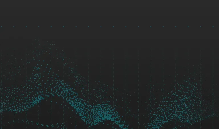 Image with black background and teal gridlines and dots.