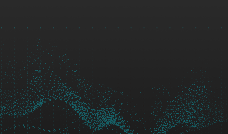Image with black background and teal gridlines and dots.