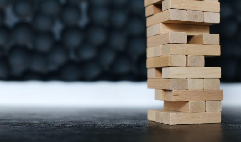 A jenga tower of blocks.