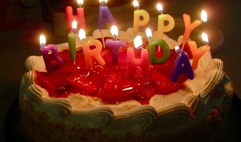 Happy Birthday candles on cake