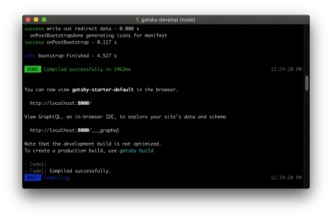 Command line showing details about accessing GraphiQL IDE