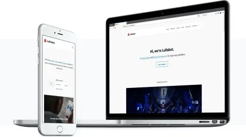Smartphone and computer showing the new Lullabot.com