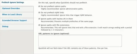 Quicklink configuration form