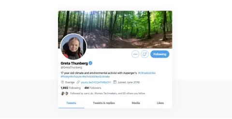 Tweet from Greta Thunberg