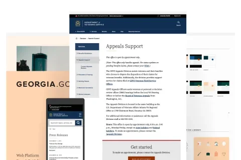 Georgia State Design System - page example and color swatches