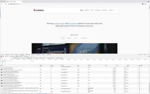 Chrome's performance tools showing Lullabot's Our Work page