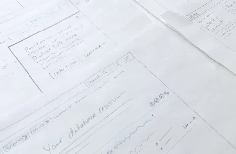 Wireframes of the IBM Cloud Selector tool.