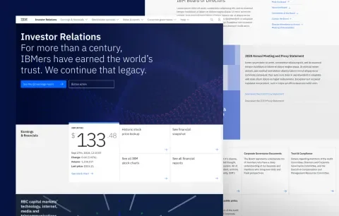 Design mock of the investor relations website.