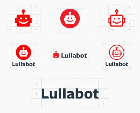 Lullabot logos showing dotted lines indicating the clear space that's expected to be around it