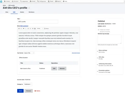 Editing bio with location already saved using inline entity form