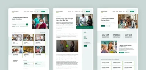 Design mockups for Darmouth Health's giving website