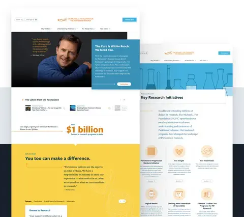 The Michael J. Fox Foundation Hero screenshot of homepage