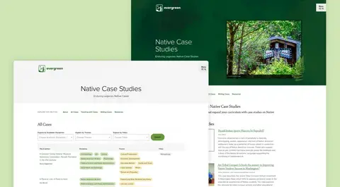 The Evergreen State College screenshots of Native Case Studies pages