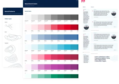VINCI Highways design system showcasing brand colors, UI components, typography, and reusable design patterns.