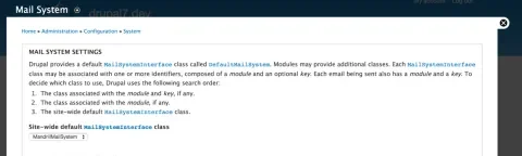 Drupal Mail System Settings