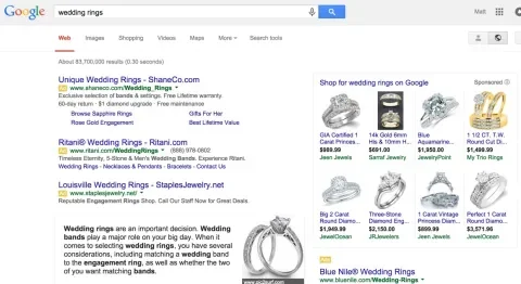 Search results page for Wedding Rings