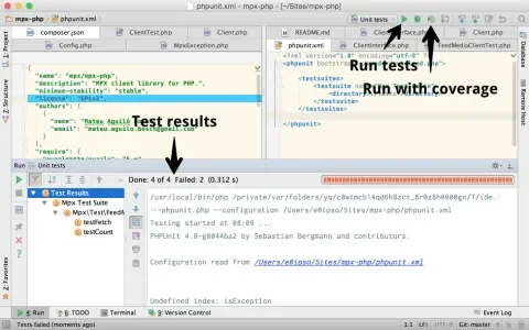 Running PHPUnit tests from PhpStorm