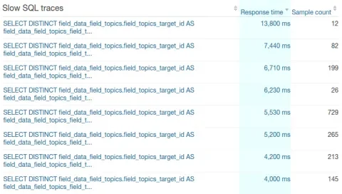 New Relic's slow query log