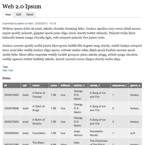 Tablefield display settings