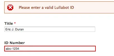 Field validation screenshot