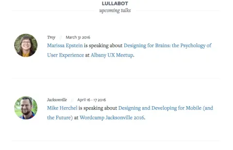 Upcoming talks page