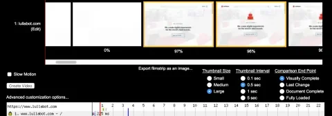 WebPagetest.org visual comparison result