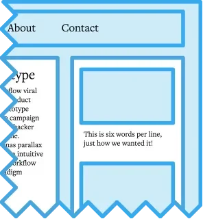 Visualization of a sidebar with 'right sized', 6 words per line text