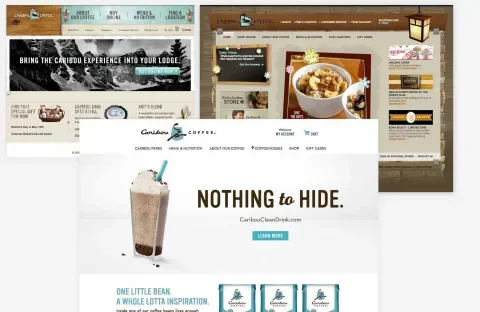 Skeuomorphic to flat design examples using caribou coffees website