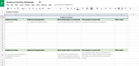 audience inventory worksheet