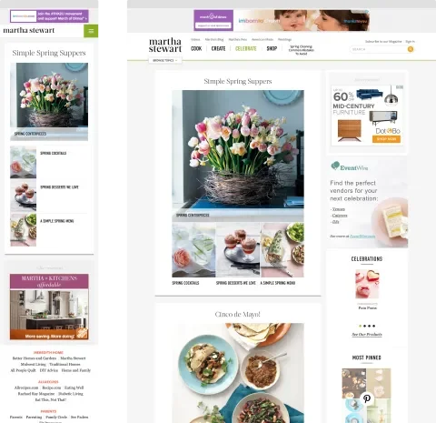 Mockup of the Martha Stewart Living website