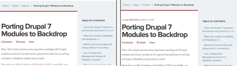 Two article screens with a small design tweak