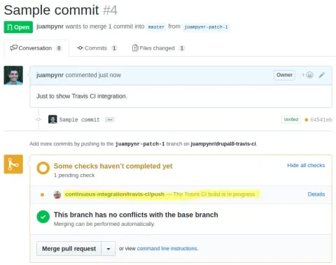 Travis CI pull request