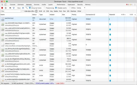 Network tab showing 1.4MB CSS file