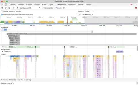 Devtools performance tab without a late layout operation