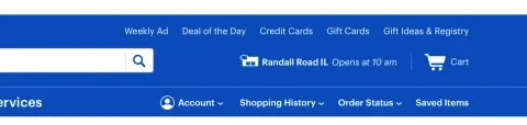 A picture of the Best Buy navigation bar, with the location of the closest store.