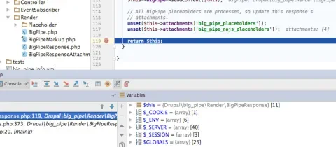 PHP breakpoint within the BigPipe module