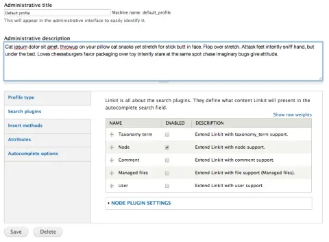 Linkit configuration form