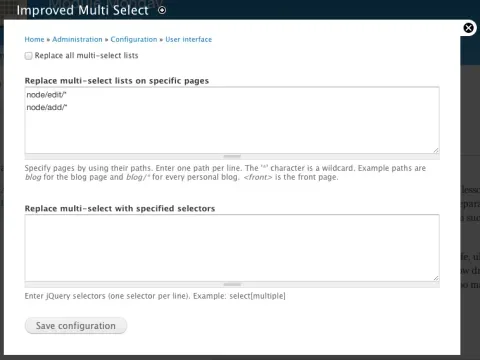 Screenshot of the module's configuration screen