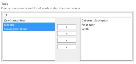 Screenshot of an enhanced multiselect form element