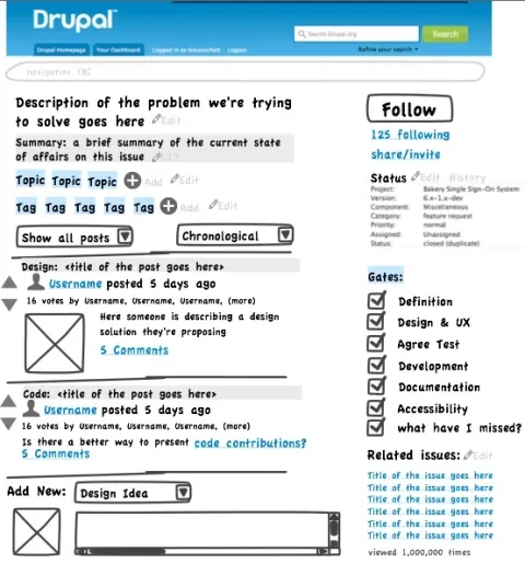 Screenshot of the Issue Queue Wireframe V2