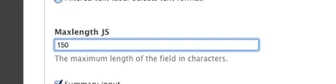 Screenshot of MaxLength settings